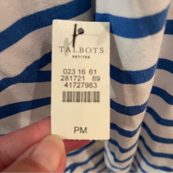 NWT TALBOTS Blue and White Asymmetrical Striped Top Shirt - Picture 4 of 5